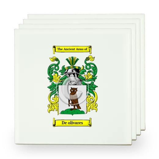 De olivares Set of Four Small Tiles with Coat of Arms